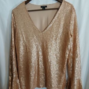 Halogen Women's Gold Sequin Blouse